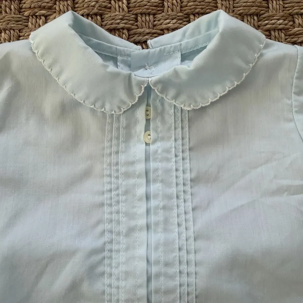 Vintage Baby Boy Heirloom Set With Bonnet Pale Blue Color